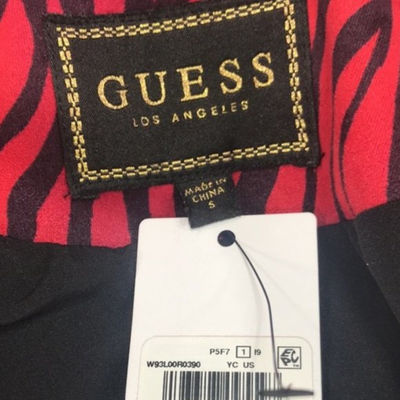 Guess Kingdom Stripe Print Red Moto Jacket - Picture 6 of 7
